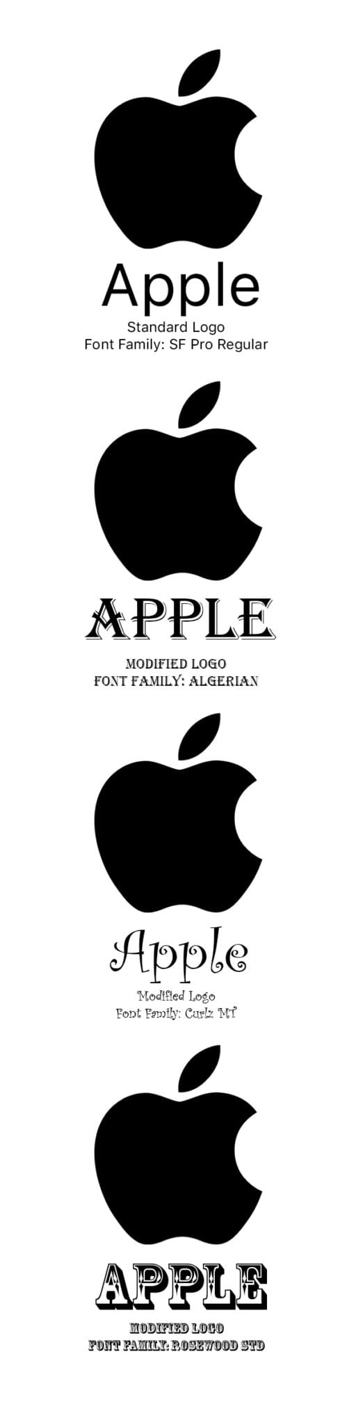 Apple's logo takes on a different nature when you change the font.