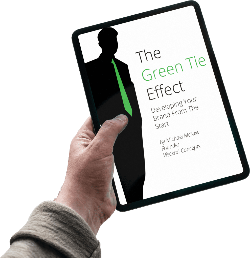 A tablet featuring the cover of The Green Tie Effect